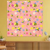 Sweet Bee Blossom Garden Canvas Afdruk (Insitu (Woonkamer))