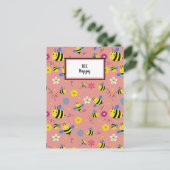 Sweet Bee Blossom Garden Feestdagenkaart (Staand voorkant)