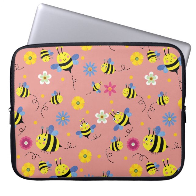 Sweet Bee Blossom Garden Laptop Sleeve (Voorkant)