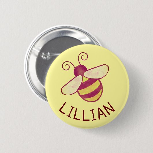 Sweet Bee - Button met persoonlijke naam (Voorkant /achterkant)