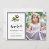 Sweet Bee Day Party Schattigee Bloemen Foto Verjaa Kaart (Voorkant)