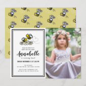 Sweet Bee Day Party Schattigee Bloemen Foto Verjaa Kaart (Voorkant / Achterkant)