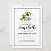 Sweet Bee Day Party Schattigee Bloemverjaardag Kaart (Voorkant)