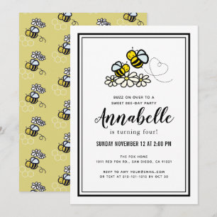 Sweet Bee Day Party Schattigee Bloemverjaardag Kaart