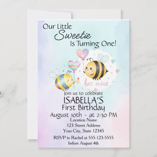Sweet Bee First Birthday Personalized (Voorkant)
