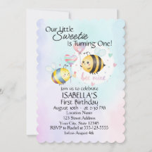 Sweet Bee First Birthday Personalized Invite