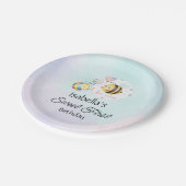 Sweet Bee First Birthday Personalized  Papieren Bordje (Gekanteld)