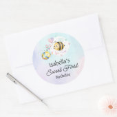 Sweet Bee First Birthday Personalized Ronde Sticker (Envelop)