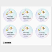 Sweet Bee First Birthday Personalized Ronde Sticker (Vel)