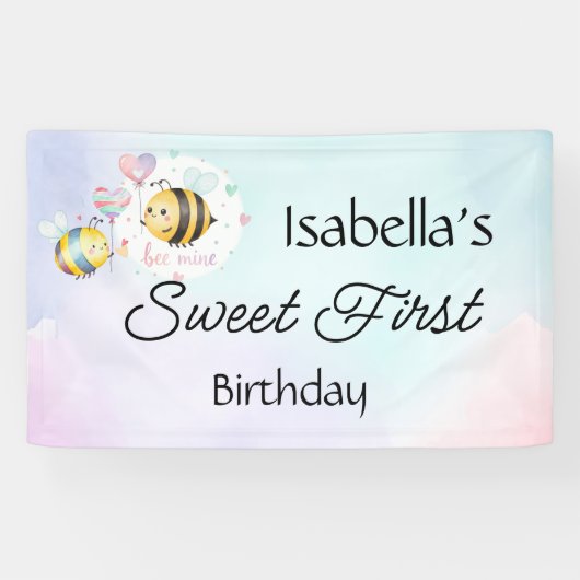 Sweet Bee First Birthday Personalized Spandoek (Horizontaal)