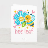 Sweet "Bee Leaf"  Believe Pun for Thank-you gifts Kaart (Achterkant)