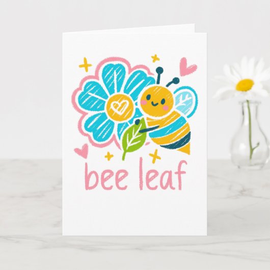 Sweet "Bee Leaf"  Believe Pun Inspirational Floral Kaart (Kleine Plant)