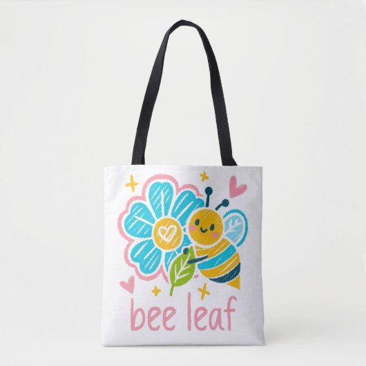 Sweet "Bee Leaf" Crayon Art: Whimsical Bee Tote Bag (Voorkant)