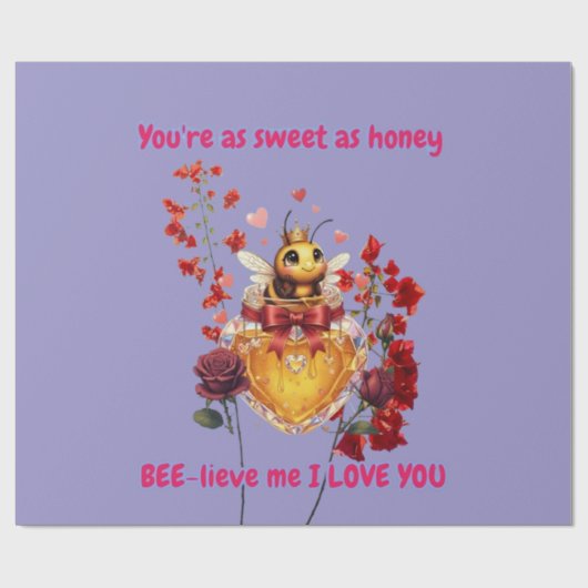 Sweet BEE mine-BEE lieve me i love you Cadeaupapier (Vlak)