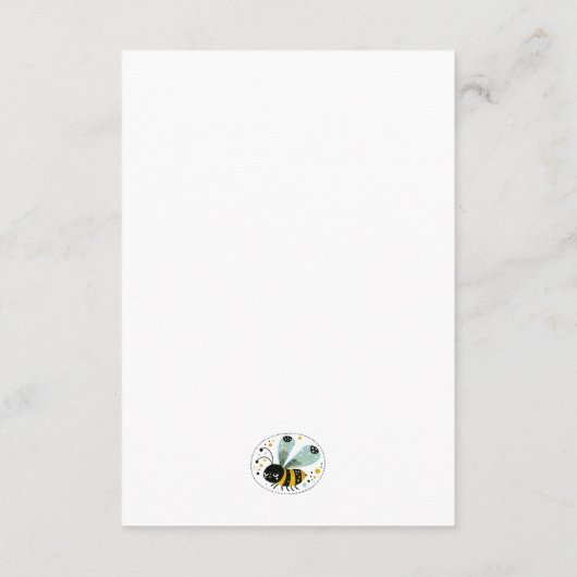 Sweet Bee verjaardagswoord Scramble Enclosure Kaar Informatiekaartje (Achterkant)