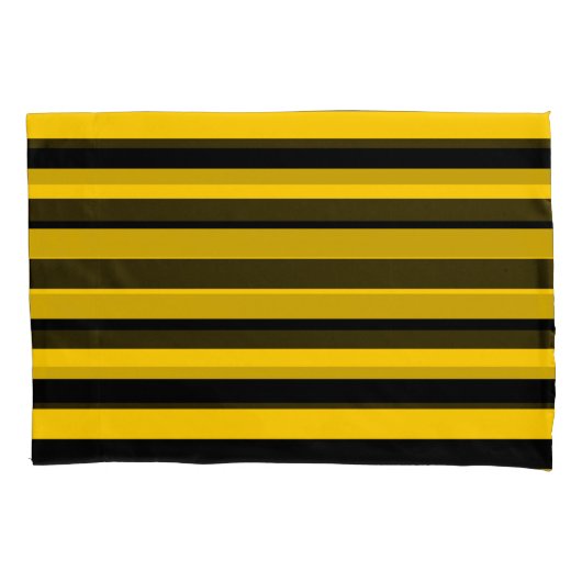 Sweet Bee Yellow en Black Striped Kussensloop (Voorkant)