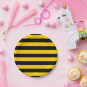 Sweet Bee Yellow en Black Striped Papieren Bordje (Feest)