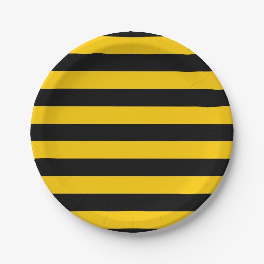 Sweet Bee Yellow en Black Striped Papieren Bordje (Voorkant)