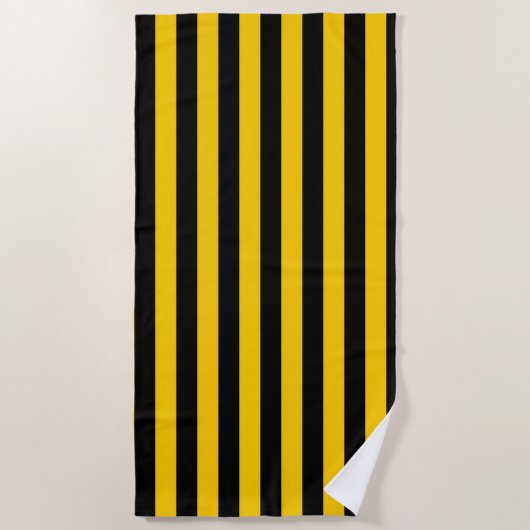 Sweet Bee Yellow en Black Striped Strandlaken (Voorkant)