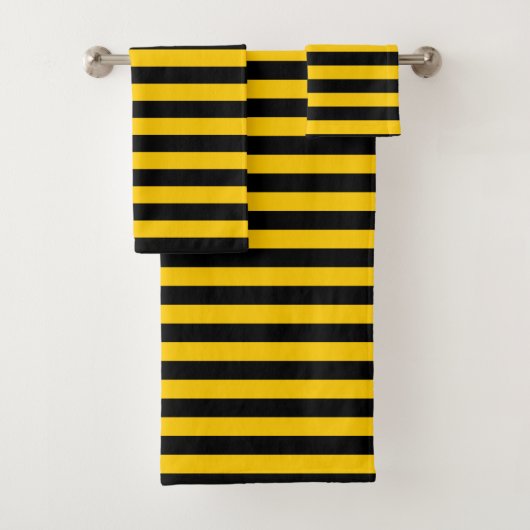 Sweet Bee Yellow en Black Stripes Bad Handdoek (Insitu)