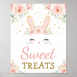 Sweet-behandelingen / Cute Bunny Rabbit Blush Gold Poster
