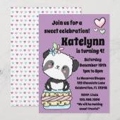 Sweet-behandelingen met Paarse Panda Birthday Kaart (Voorkant / Achterkant)