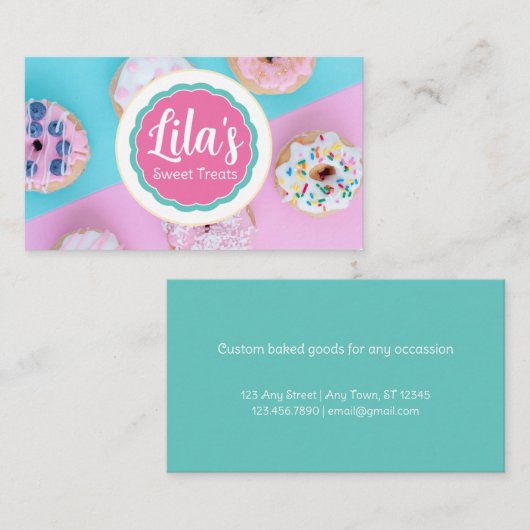 Sweet Behandelt Bked Goods Logo Foto Aangepast Visitekaartje (Voorkant / Achterkant)