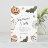 Sweet Behandelt Kinder Halloween Party Kaart (Staand voorkant)