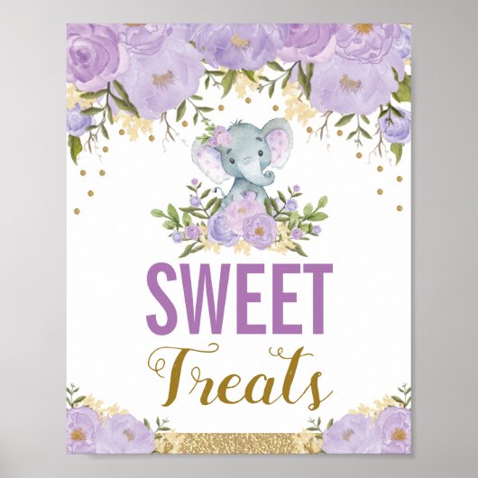 Sweet Behandelt Paarse Elephant Lavender Floral Fa Poster (Voorkant)