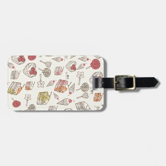 Sweet Behandelt Retro Pattern. Bagagelabel (Voorkant horizontaal)