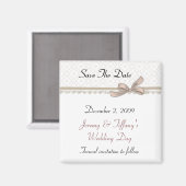 Sweet Beige Bow Save the Date Magnet (Voorkant / Achterkant)