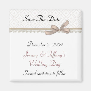 Sweet Beige Bow Save the Date Magnet