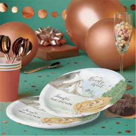 Sweet Beige Mountain Watercolor Bear Hug Papieren Bordje