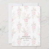 Sweet Beige Waterverf Teddybeer Roze Flora Bedankkaart (Achterkant)