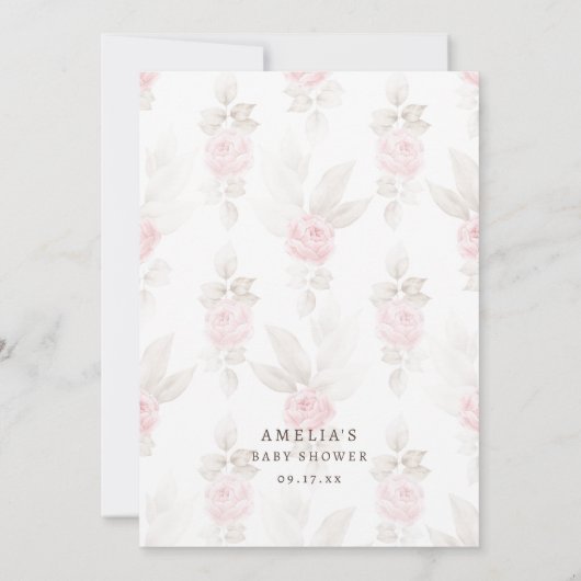 Sweet Beige Waterverf Teddybeer Roze Flora Bedankkaart (Achterkant)