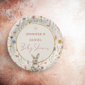 Sweet Beige Wildflower Bunny Baby shower Papieren Bordje
