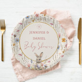 Sweet Beige Wildflower Bunny Baby shower Papieren Bordje