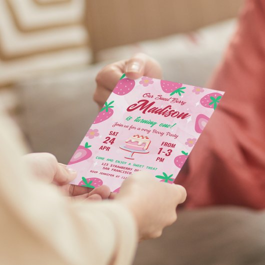 Sweet Berry Aardbei Verjaardagsfeestje Kaart