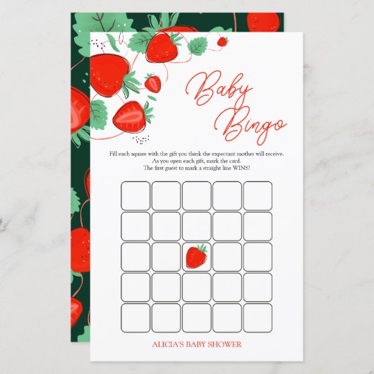 Sweet Berry Baby shower Bingo Game (Voorkant / Achterkant)