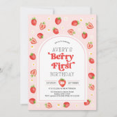Sweet Berry Eerste Aardbei 1e Verjaardag Meisje Kaart (Voorkant)