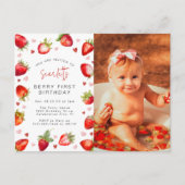 Sweet Berry Eerste Verjaardag Fotofeestje Briefkaart (Voorkant)