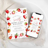 Sweet Berry Eerste Verjaardagsfeestuitnodiging Kaart