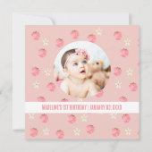 Sweet Berry First Birthday Bedankkaart (Achterkant)