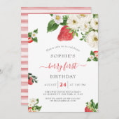 Sweet Berry First Strawberry Birthday Kaart (Voorkant / Achterkant)