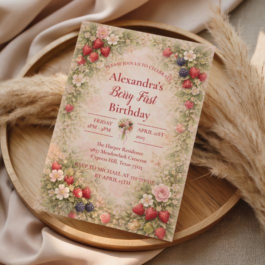 Sweet Berry Garden 1st Birthday Kaart