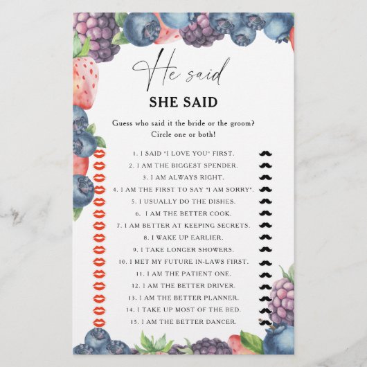 Sweet berry - hij zei dat ze spel (Voorkant)