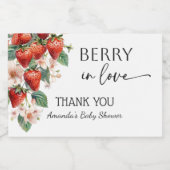 Sweet Berry in Love Strawberry Bridal Shower Mini Sparkling Wijnetiket (Enkel label)