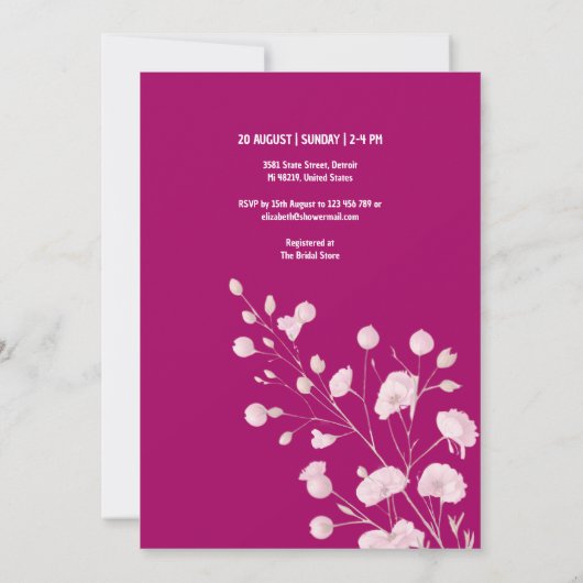 Sweet Berry Kleur Wild Flower Baby shower Kaart (Achterkant)