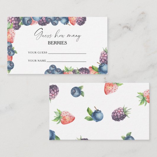 Sweet berry - raad eens hoeveel bessen bruids spel informatiekaartje (Voorkant / Achterkant)