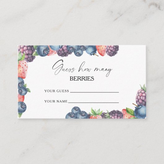 Sweet berry - raad eens hoeveel bessen bruids spel informatiekaartje (Voorkant)